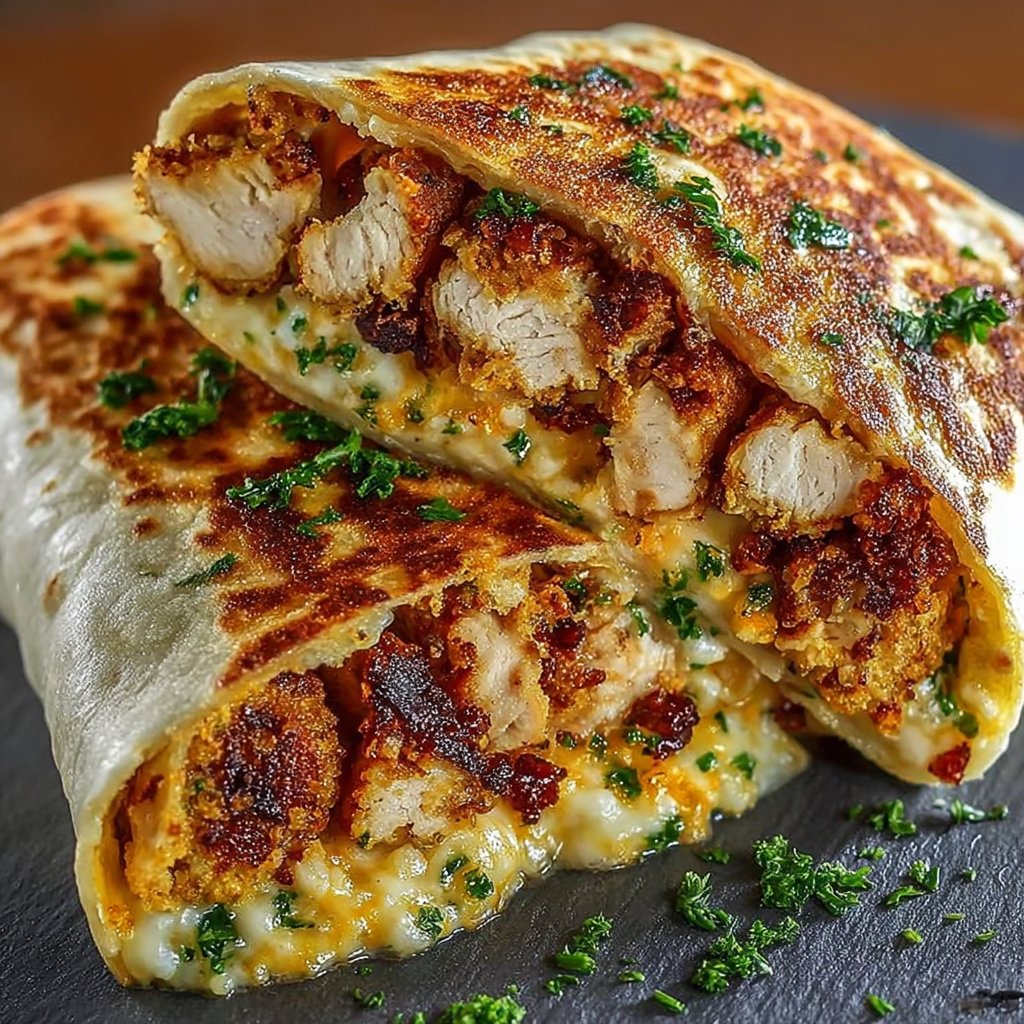 Crispy Parmesan Garlic Chicken Burritos