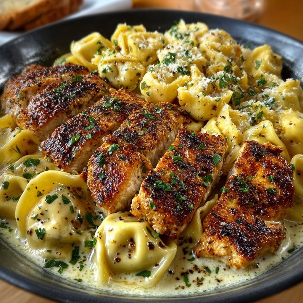 Parmesan Cajun Chicken Tortellini in Alfredo Cheese