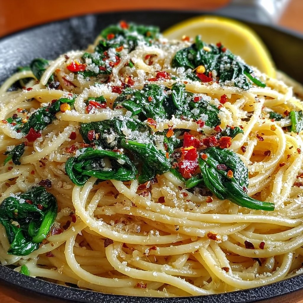 Spaghetti with Garlic & Spinach