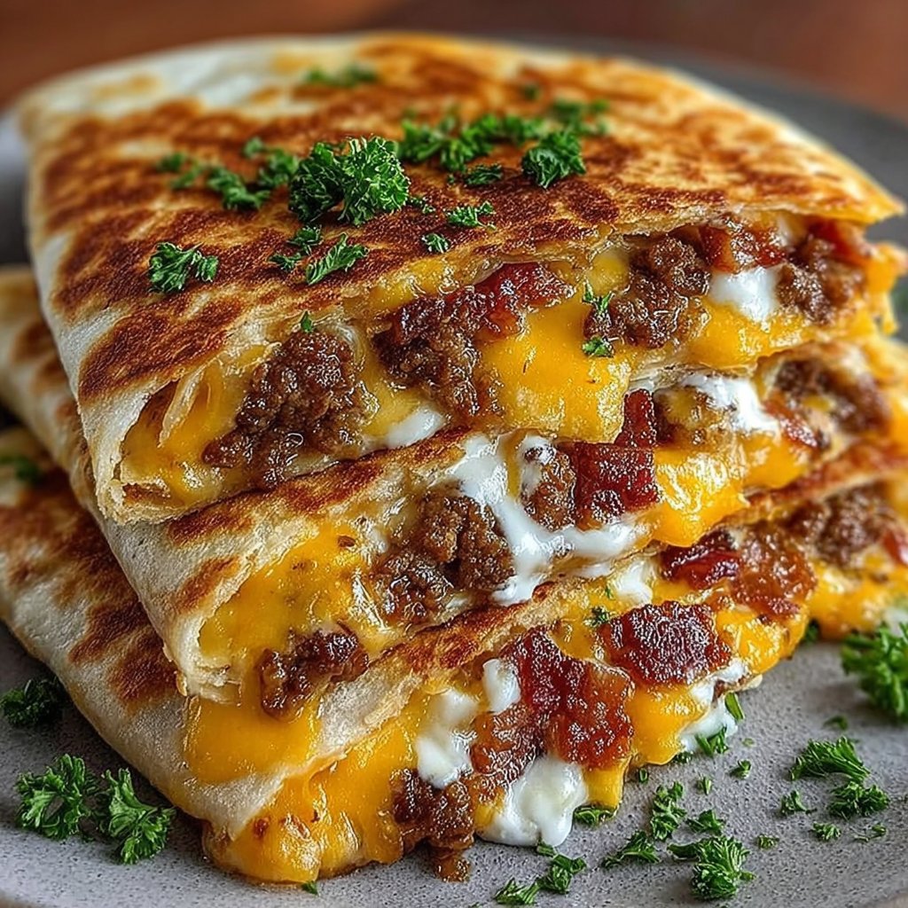 Maple Bacon Cheeseburger Quesadillas