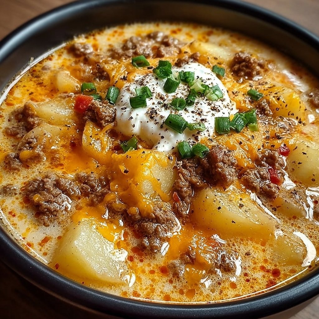 Cheesy Hamburger Potato Soup