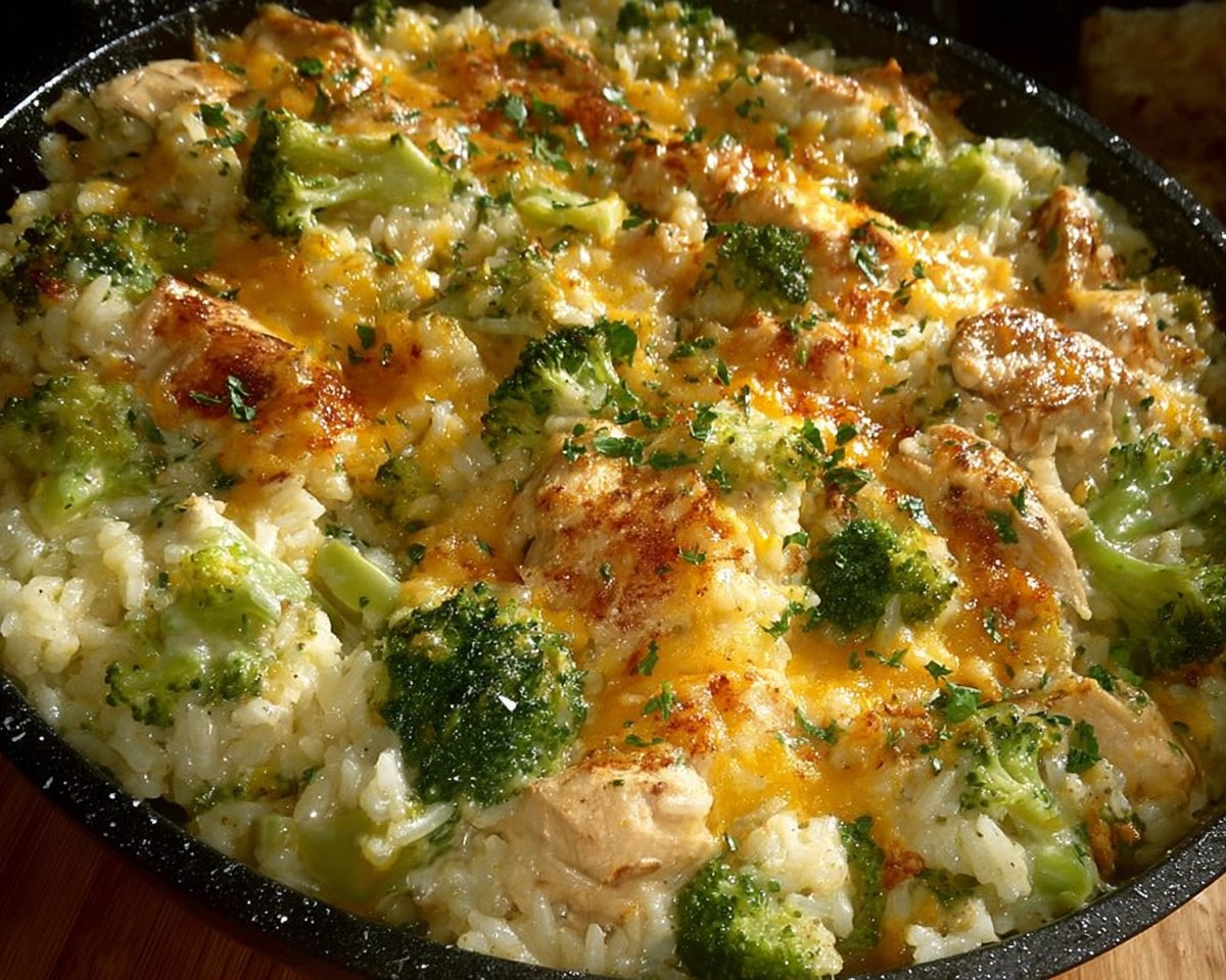 Broccoli, Rice, Cheese, and Chicken Casserole