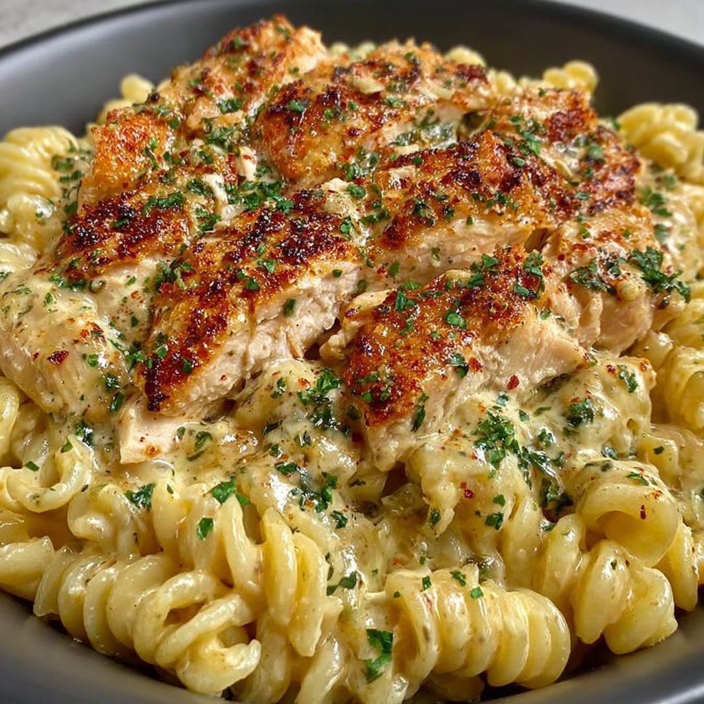 Slow Cooker Garlic Parmesan Chicken Pasta