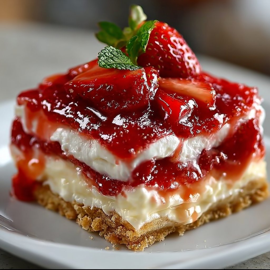 No-Bake Strawberry Jello Lasagna