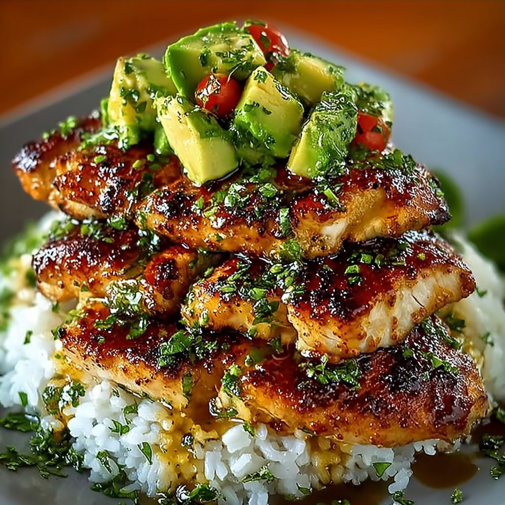 Honey Lime Chicken & Avocado Rice Stack