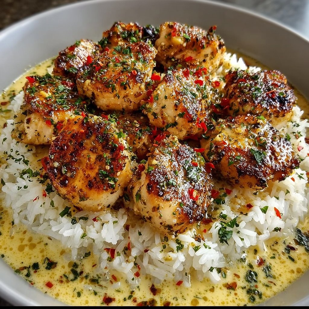Chicken Scampi with Creamy Garlic Parmesan Rice