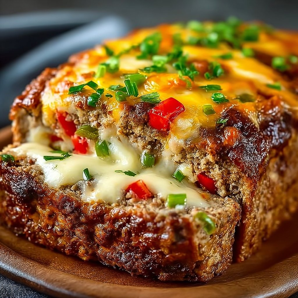 Cheesy Philly Meatloaf with Steak and Peppers