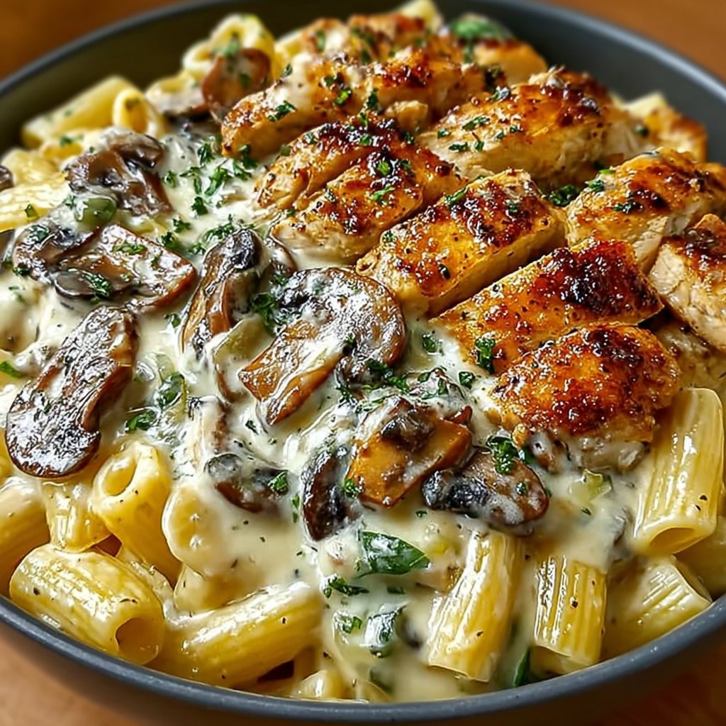 Chicken & Mushroom Pasta in Decadent Cream Sauce