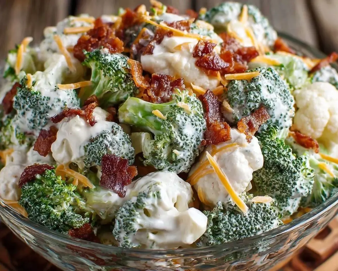 Amish Broccoli Salad with colorful vegetables and dressing