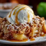 Delicious homemade Apple Crisp dessert with apples and crispy topping