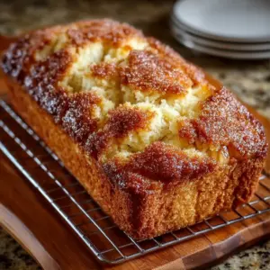 Delicious slice of apple pie bread topped with cinnamon and sugar.