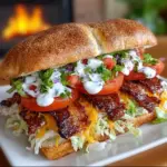 Delicious BBQ Bacon Ranch BLT sandwich with crispy bacon and fresh ingredients