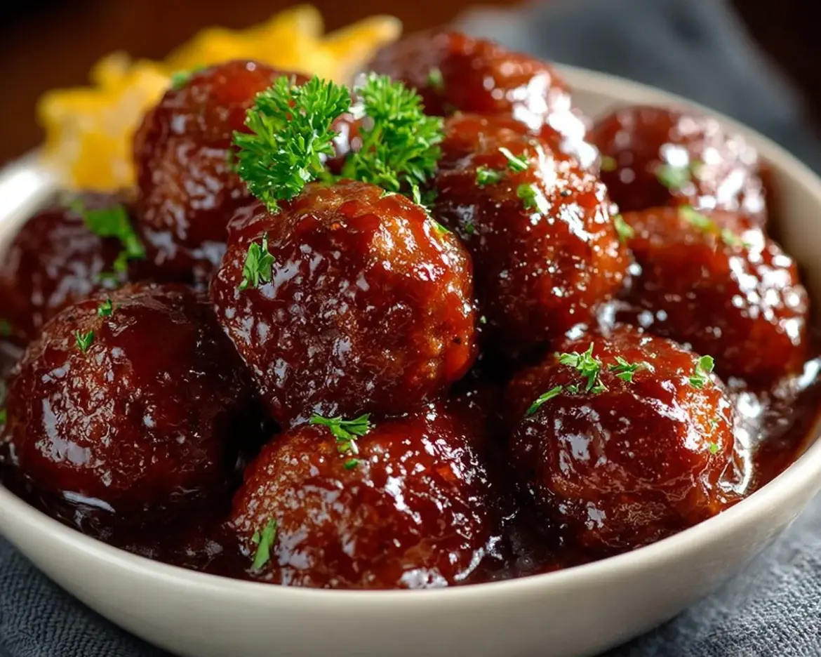 Deliciously cooked crockpot meatballs in a savory sauce.