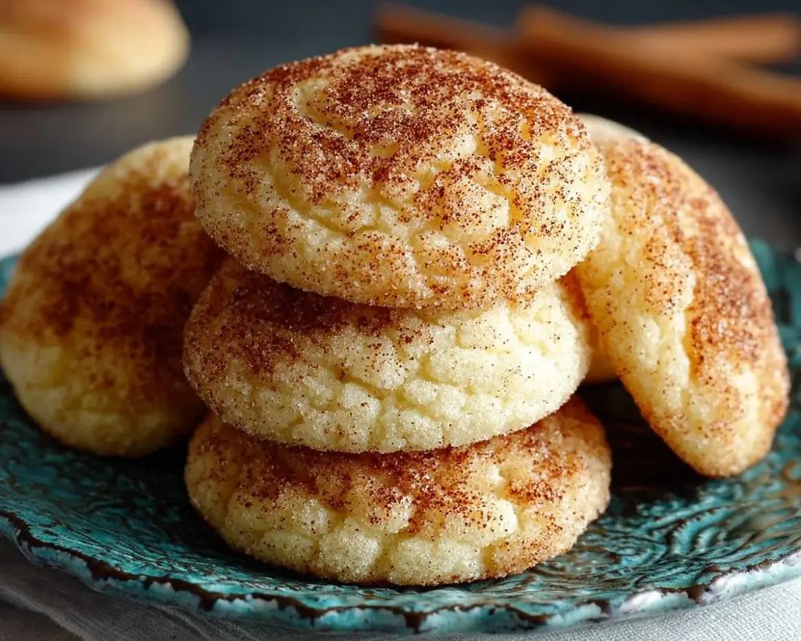 Freshly baked Snickerdoodles cookies sprinkled with cinnamon sugar