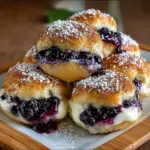 Delicious blueberry pie bombs showcased on a rustic wooden table