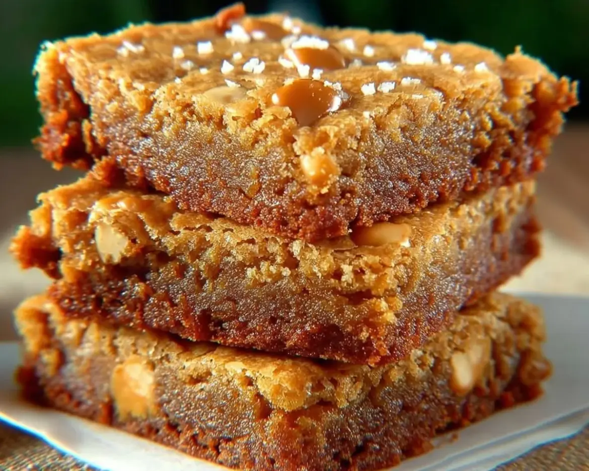 Delicious butterscotch brownies fresh out of the oven