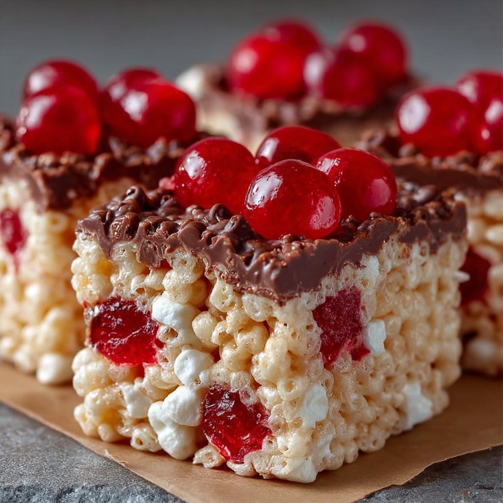 Chocolate Covered Cherry Rice Krispies Treats