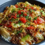 A hearty dish of cabbage and ground beef served in a bowl.