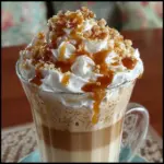 Delicious Caramel Frappuccino topped with whipped cream and caramel drizzle