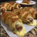 Cheesy Pigs In A Blanket appetizer served on a platter