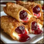 Delicious cherry cheesecake egg rolls with vibrant red cherries and creamy filling