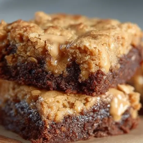 Delicious chewy peanut butter brownies with a rich chocolate finish