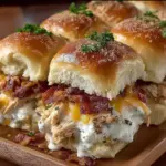 Delicious Chicken Bacon Ranch Sliders with crispy bacon and ranch dressing