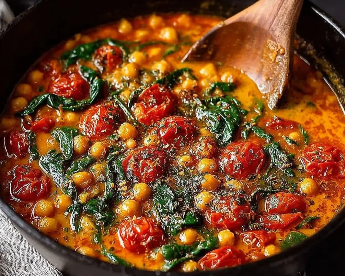 Delicious Chickpea Coconut Curry served in a bowl with fresh herbs.