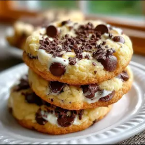Chocolate Chip Cheesecake Cookies with creamy texture and chocolate chips