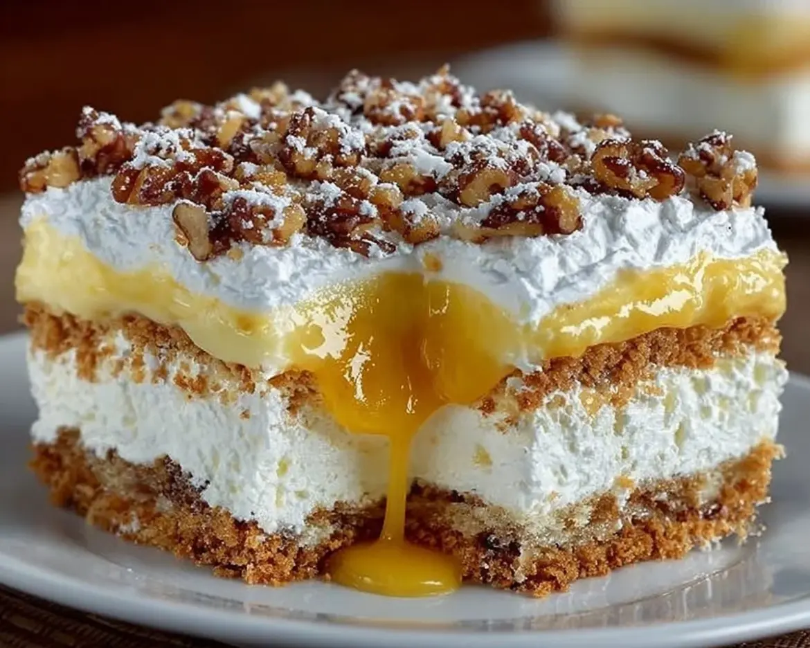 Delicious Coconut Cream Delight dessert showcasing creamy coconut texture.