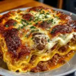 Deliciously baked comforting lasagna with layers of cheese and sauce