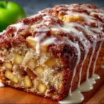 Loaf of Country Apple Fritter Bread with apple slices and glaze
