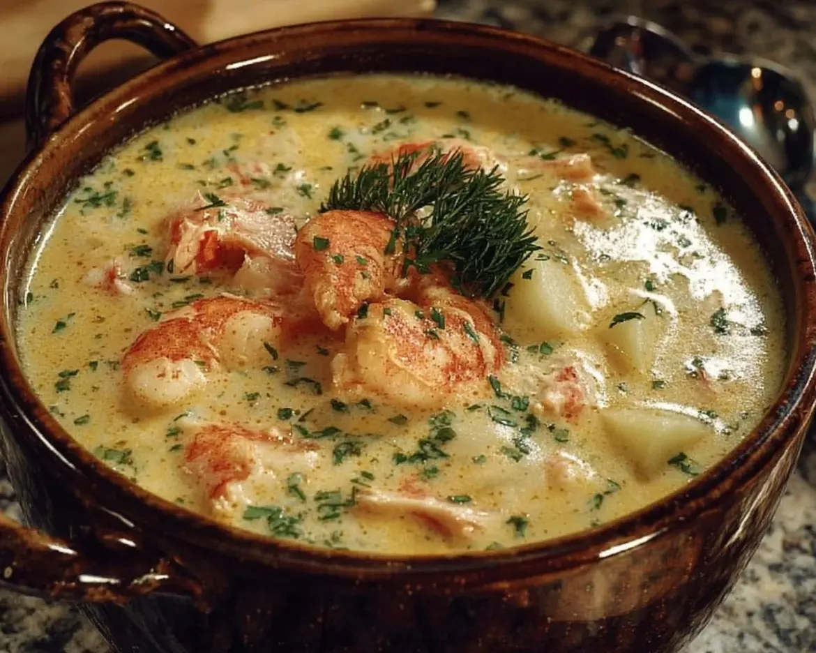 Delicious Crab and Shrimp Seafood Bisque bursting with flavor.