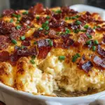 Delicious Crack Chicken Casserole topped with cheese and herbs
