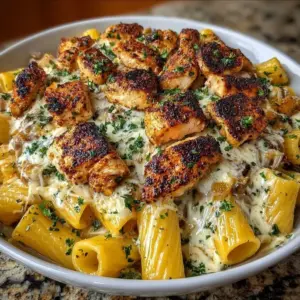 Creamy Cajun Chicken Pasta with Garlic Cheese Sauce served in a bowl