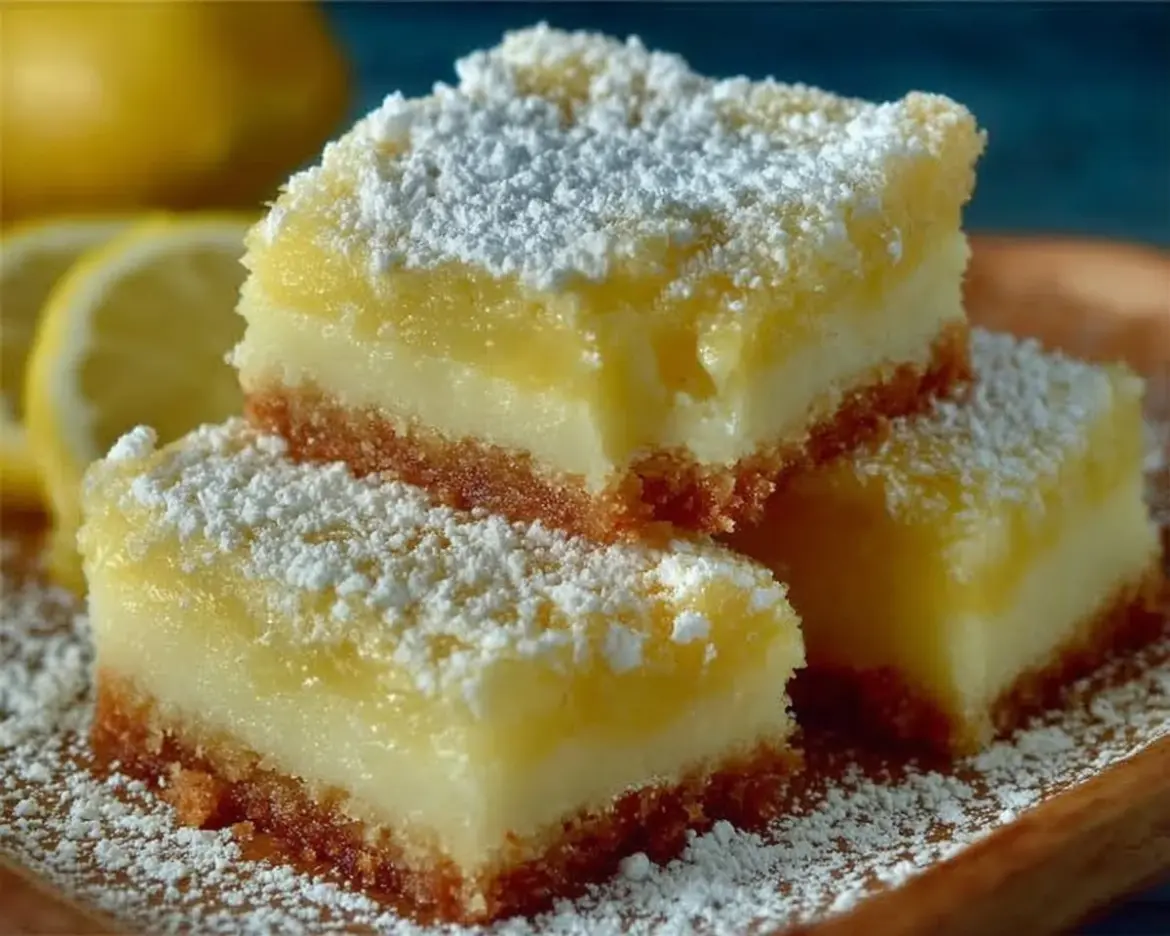 Delicious creamy lemon squares with a tangy lemon filling and a crumbly crust.