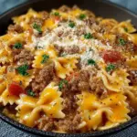 Creamy Velveeta Beef & Bowtie Pasta dish served in a bowl