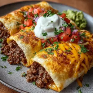 Delicious crispy beef and cheesy chimichangas served on a plate