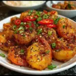 Crispy salt and pepper shrimp served on a plate with dipping sauce