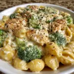 Delicious Crockpot Chicken and Broccoli Mac and Cheese served in a bowl.