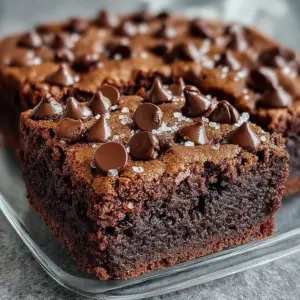 Delicious double chocolate chip cookie cake topped with chocolate chips