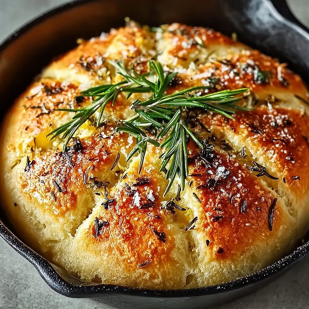 Rustic Garlic Rosemary Skillet Bread