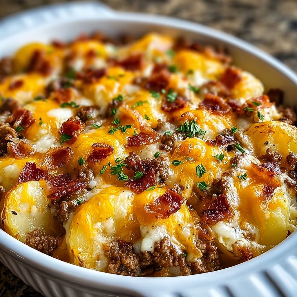 Cheesy Bacon Beef Potato Bake