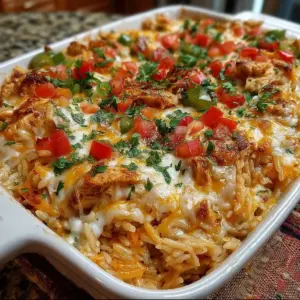 Fajita chicken casserole with colorful peppers and cheese