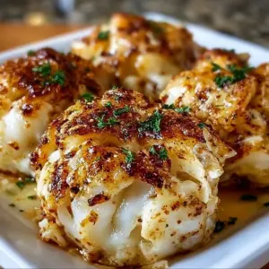 Delicious homemade crab bombs served on a plate with garnishes.