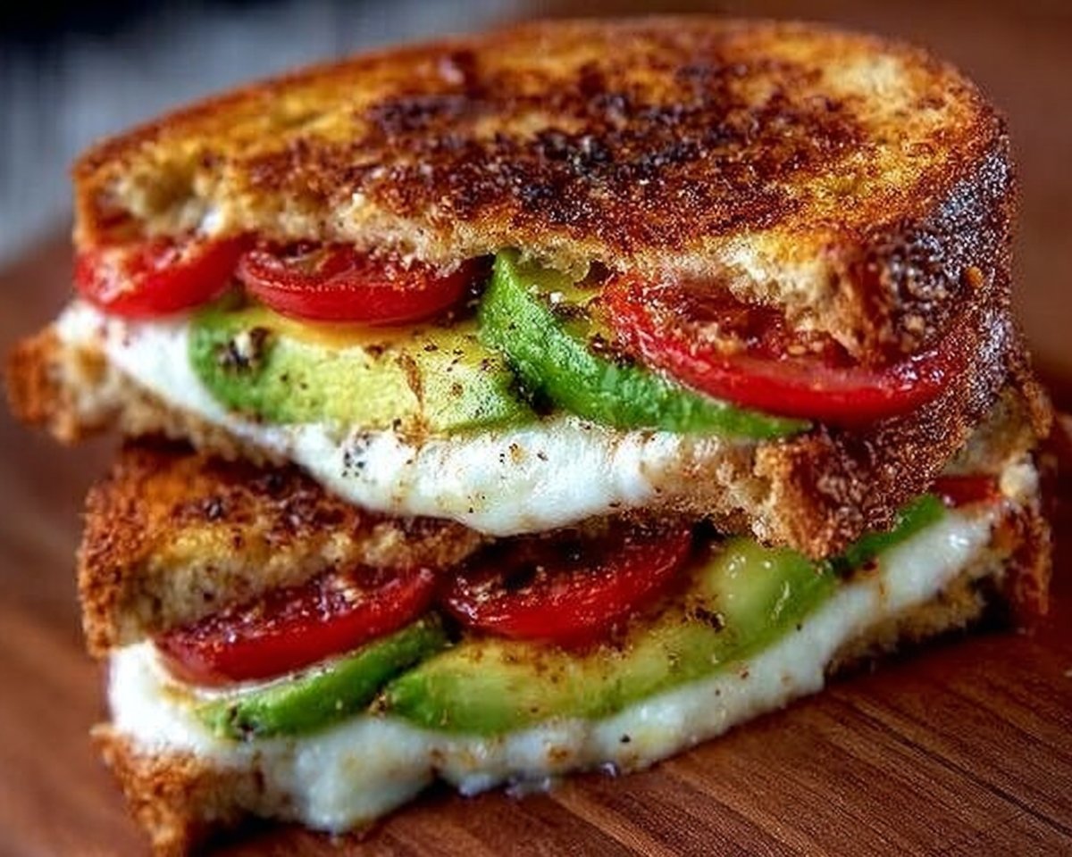 Avocado, Mozzarella, and Tomato Grilled Cheese