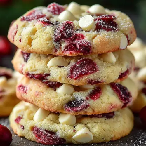 Fresh cranberry and white chocolate cookies with a sprinkle of sugar