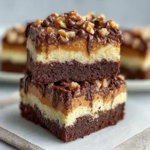 Fudgy brownie cookie layer bars with rich chocolate texture and layers.