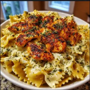Garlic Butter Chicken Bowties with Cheesy Mozzarella Cream Sauce