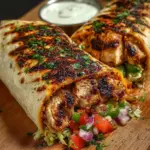Delicious Grilled Chipotle Ranch Chicken Burrito on a plate